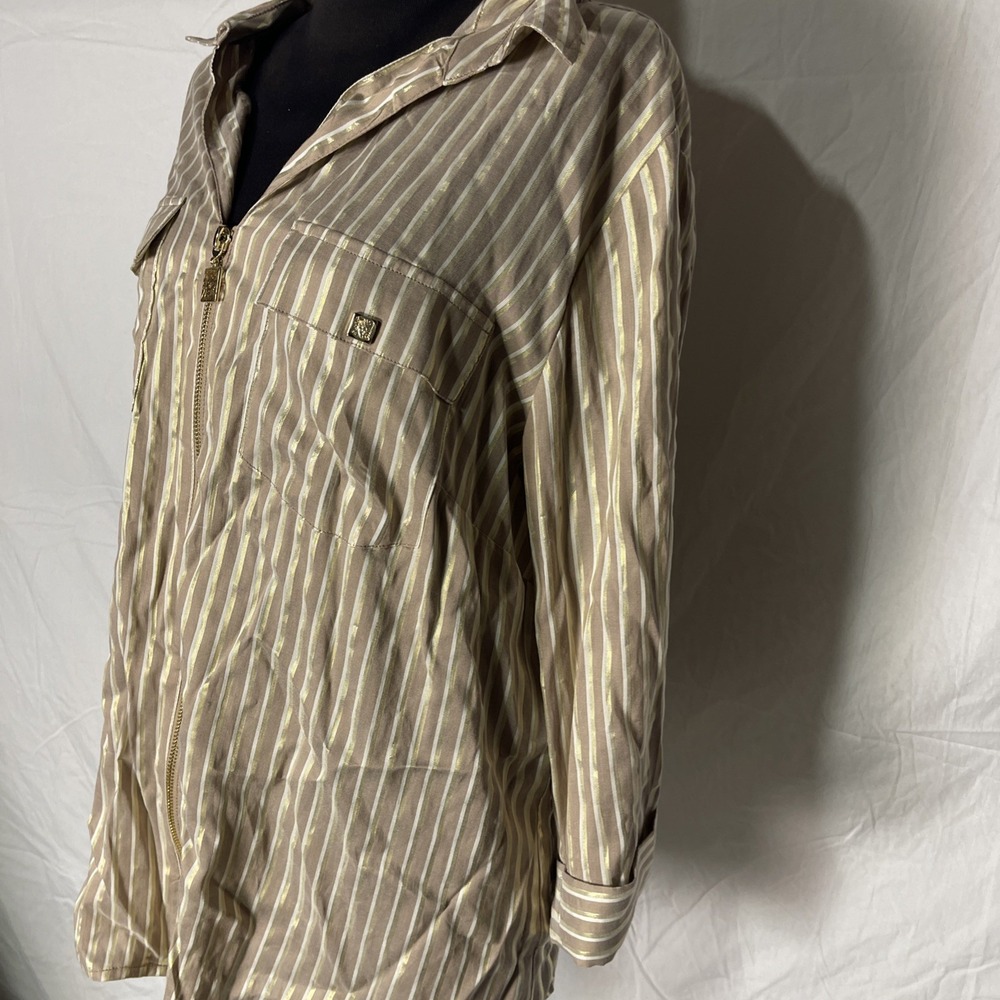 anne klein Women Top Long Sleeves Size 1X Brown Gold - Picture 3 of 16